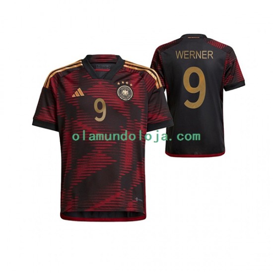 Camisola Alemanha Timo Werner 9 Homem Equipamento Segundo Copa do Mundo 2022 Manga Curta